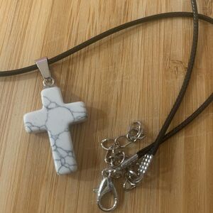 Elegant White Marble Cross Necklace